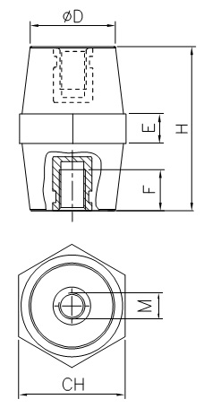 Elektrische Buchsenförmige Isolatoren Isolatoren ISO - Maßzeichnung