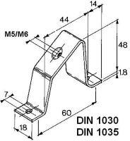 Montagewinkel 45° für Schienen DIN - Zeichnung und Maße
